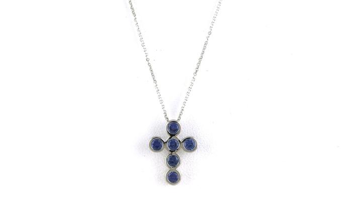 content/products/6-Stone Bezel-Set Montana Yogo Sapphire Cross Necklace in White Gold (0.60cts TWT)