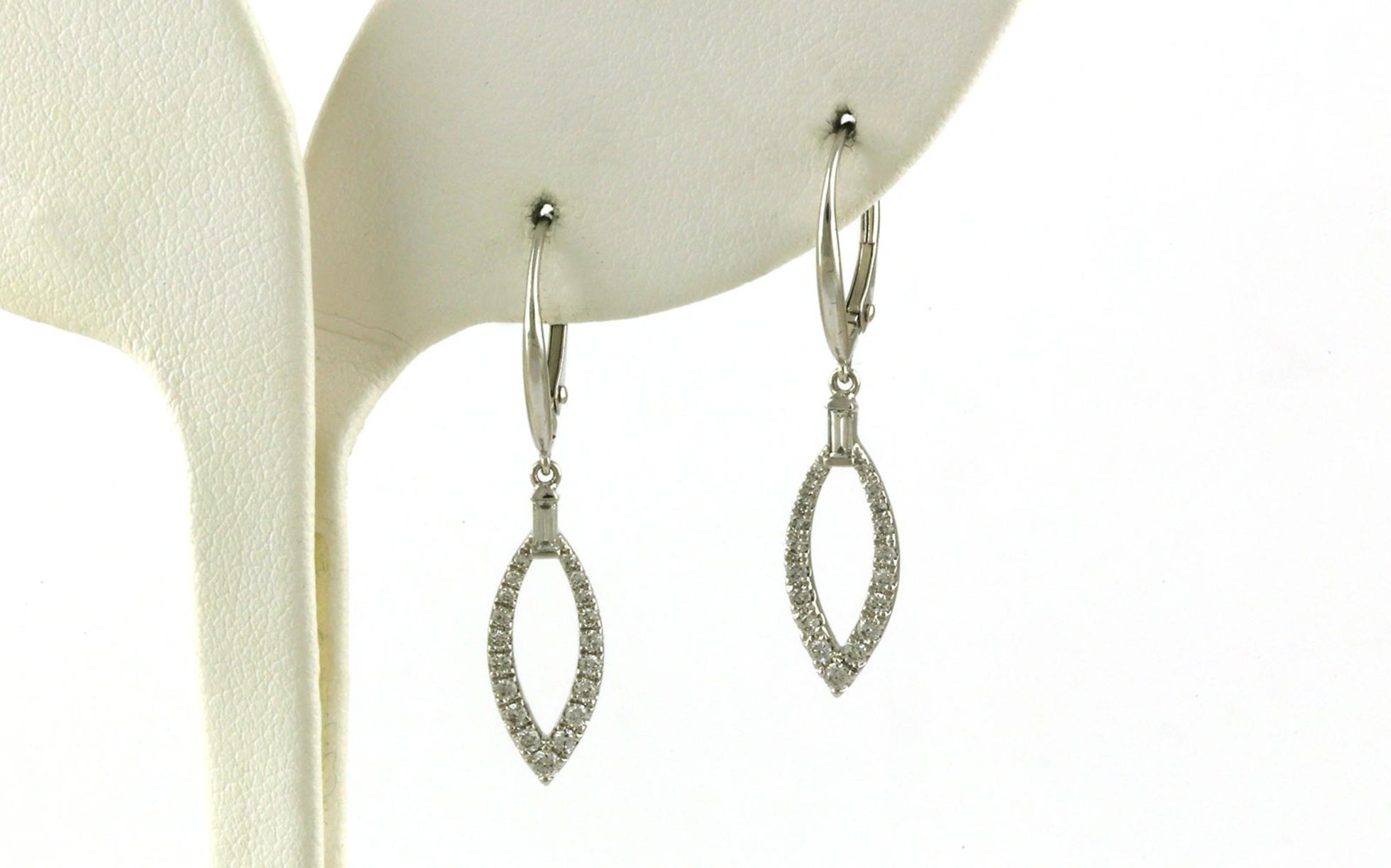 Marquise-Shape Leverback Diamond Earrings in White Gold (0.38cts TWT)