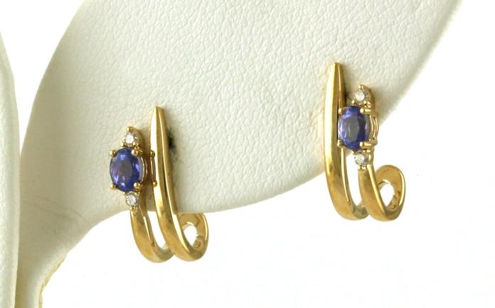 content/products/Curved 2-Bar Tanzanite and Diamond Stud Earrings in Yellow Gold (0.45cts TWT)