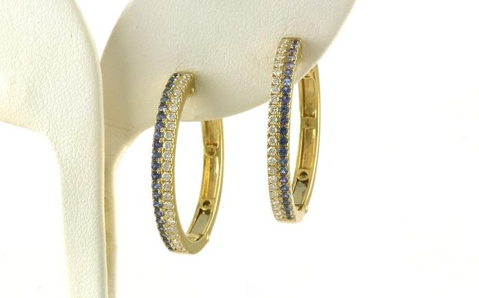 content/products/2-Row Montana Yogo Sapphire and Diamond Hoop Earrings in Yellow Gold (1.30cts TWT)