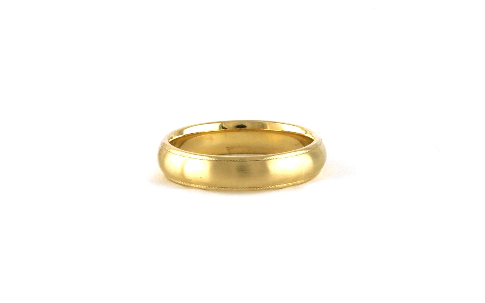 Estate Piece: Satin Finish Half Round Milgrain Edge Men's Wedding Band in Yellow Gold 