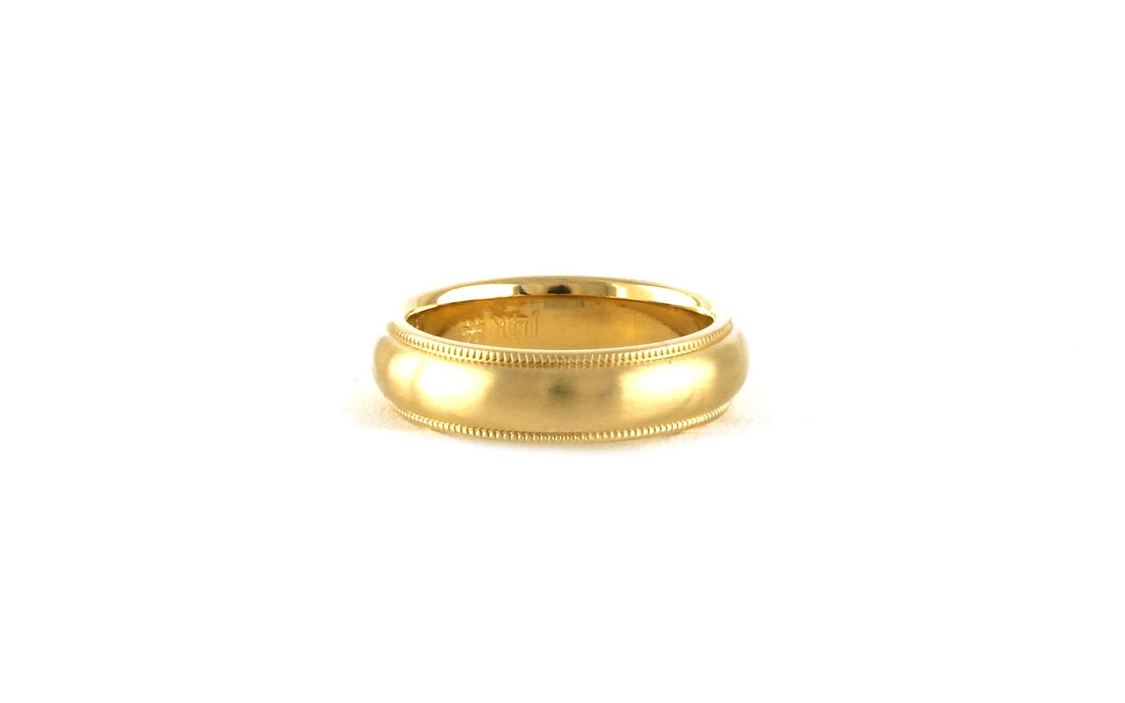 Estate Piece: Satin Finish Half Round Milgrain Edge Women's Wedding Band in Yellow Gold