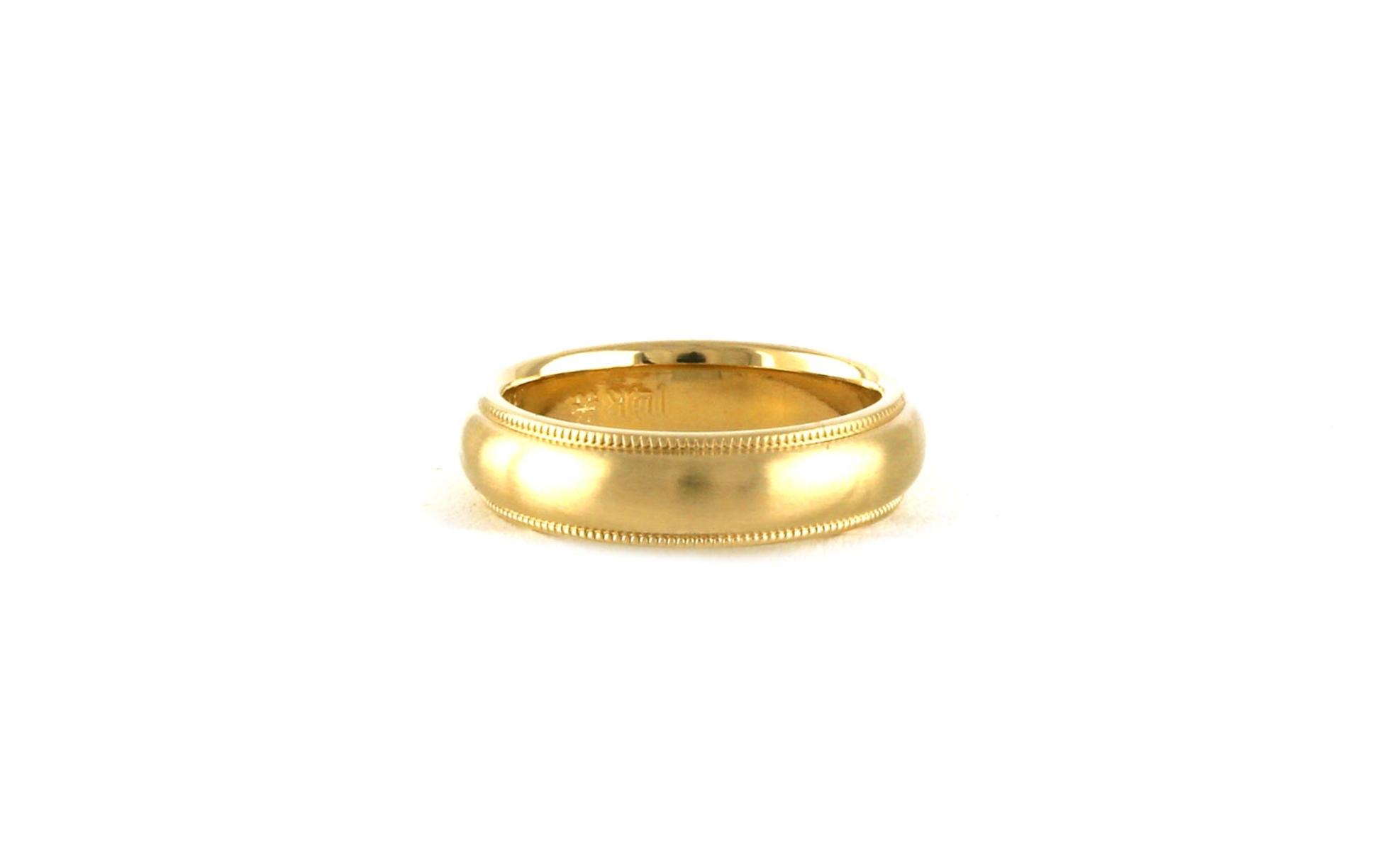 Estate Piece: Satin Finish Half Round Milgrain Edge Women's Wedding Band in Yellow Gold