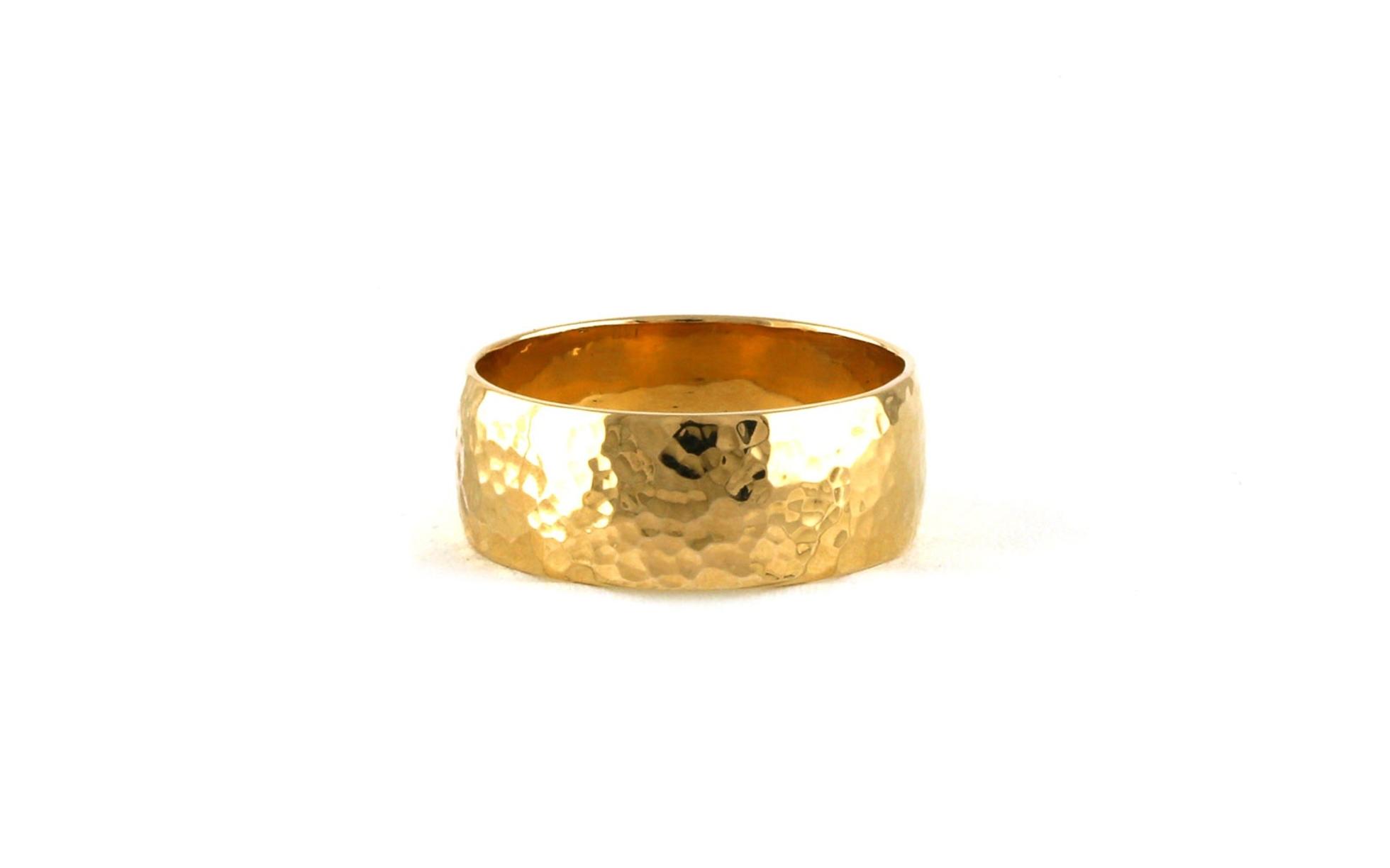 Estate Piece: Hammered Ultra-Light Half Round Men's Wedding Band in Yellow Gold