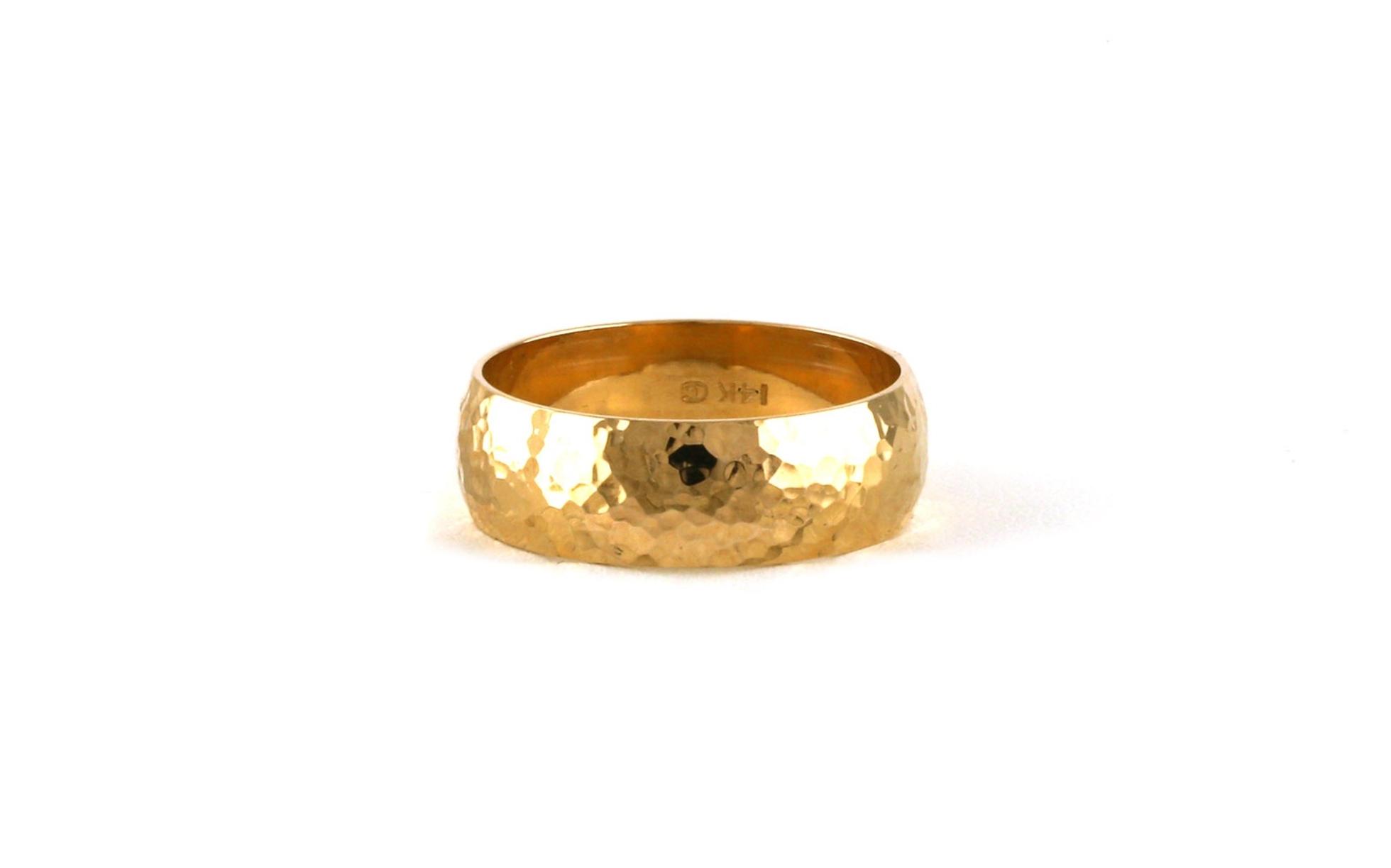 Estate Piece: Hammered Half Round Men's Wedding Band in Yellow Gold