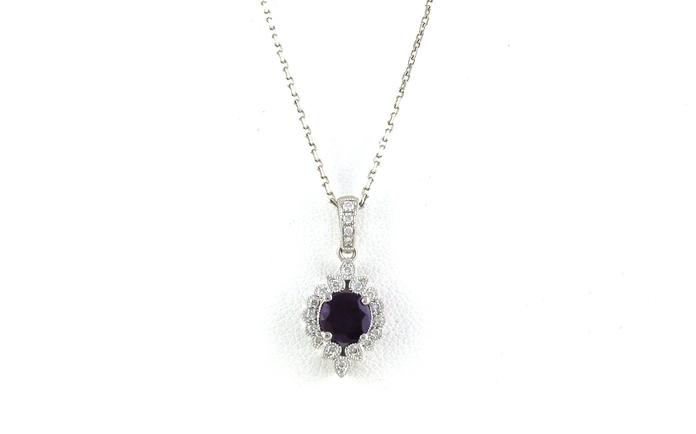 content/products/Vintage Halo Huckleberry Yogo Sapphire and Diamond Necklace in White Gold (0.91cts TWT)