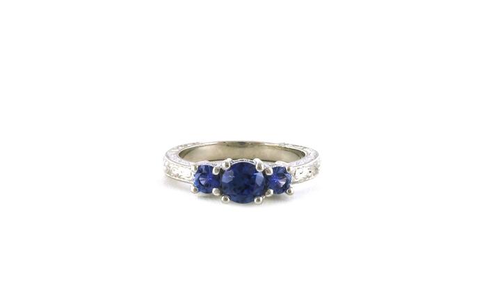 content/products/3-Stone Montana Yogo Sapphire Ring with Hand Engraved Details in Platinum (1.23cts TWT)