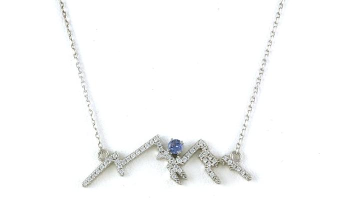 content/products/Mountain Ridgeline Pave Diamond Necklace with Montana Yogo Sapphire in White Gold (0.37cts TWT)