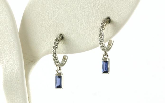 content/products/Baguette-cut Montana Yogo Sapphire Dangle and Diamond Hoop Earring in White Gold (0.32cts TWT)