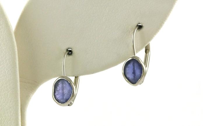 content/products/Bezel-set Raw Un-cut Montana Yogo Sapphire Leverback Earrings in White Gold (1.00cts TWT)