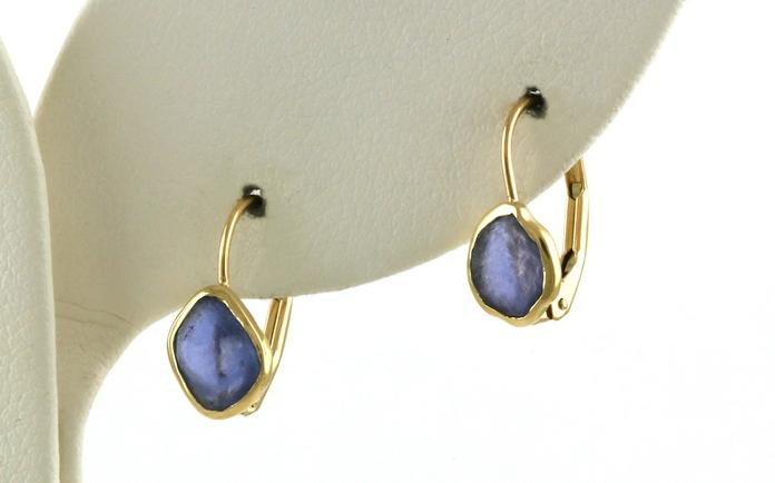 content/products/Bezel-set Raw Un-cut Montana Yogo Sapphire Leverback Earrings in Yellow Gold (1.05cts TWT)