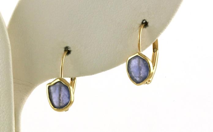 content/products/Bezel-set Raw Un-cut Montana Yogo Sapphire Leverback Earrings in Yellow Gold (1.35cts TWT)