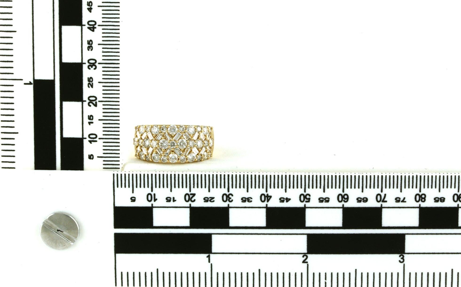 Wide 5-Row Diamonds Cluster Ring in Yellow Gold (2.09cts TWT) scale