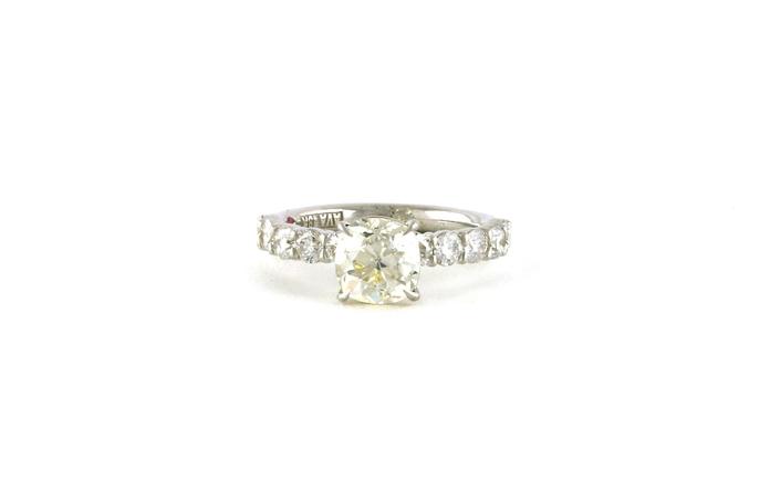 content/products/Old Mine-cut Diamond Engagement Ring with Diamond Accented Band in White Gold (2.73cts TWT)