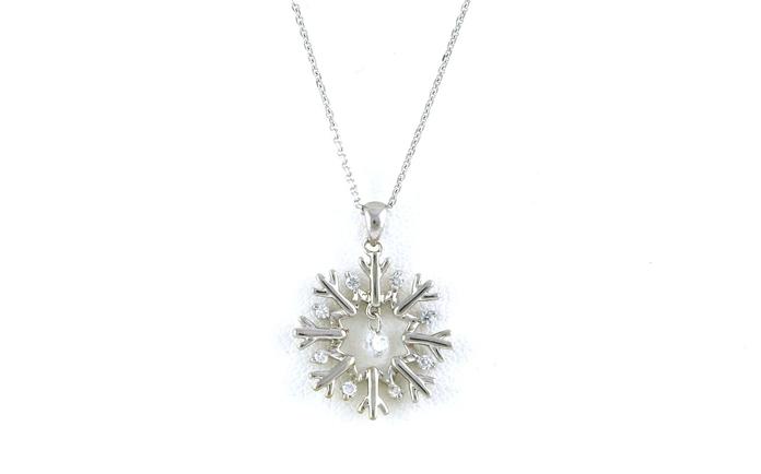 content/products/Snowflake Drilled Dangle Diamond Necklace in White Gold (0.16cts TWT)