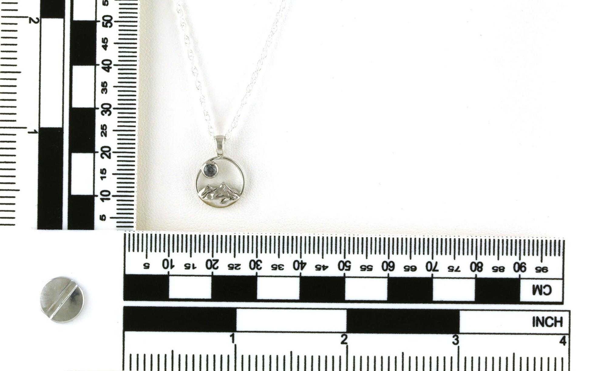 Small Circle Mountain Bezel-set Montana Sapphire Necklace in Sterling Silver (0.12cts) scale