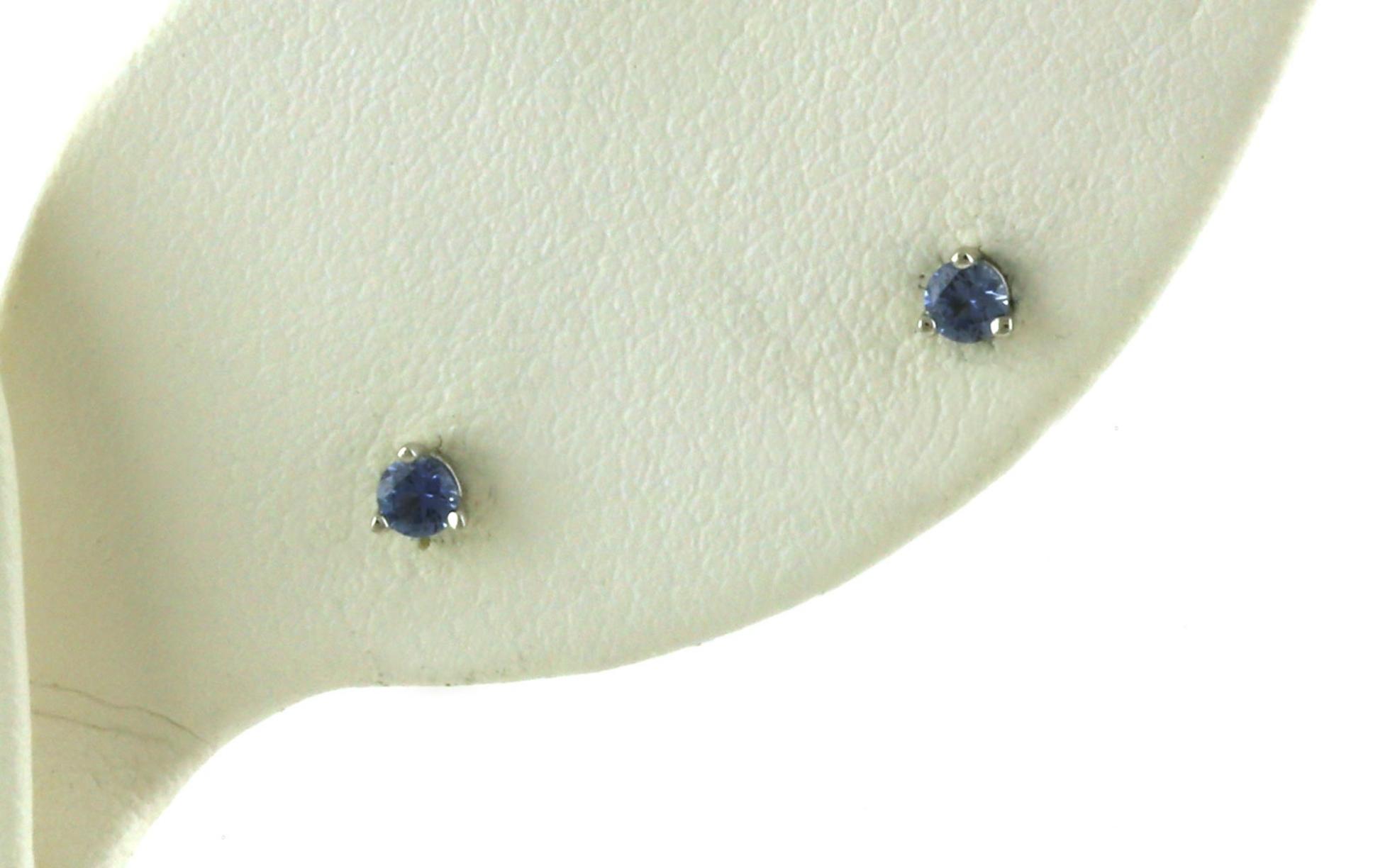 Montana Yogo Sapphire Stud Earrings in 3-Prong Martini Settings in White Gold (0.02cts TWT)