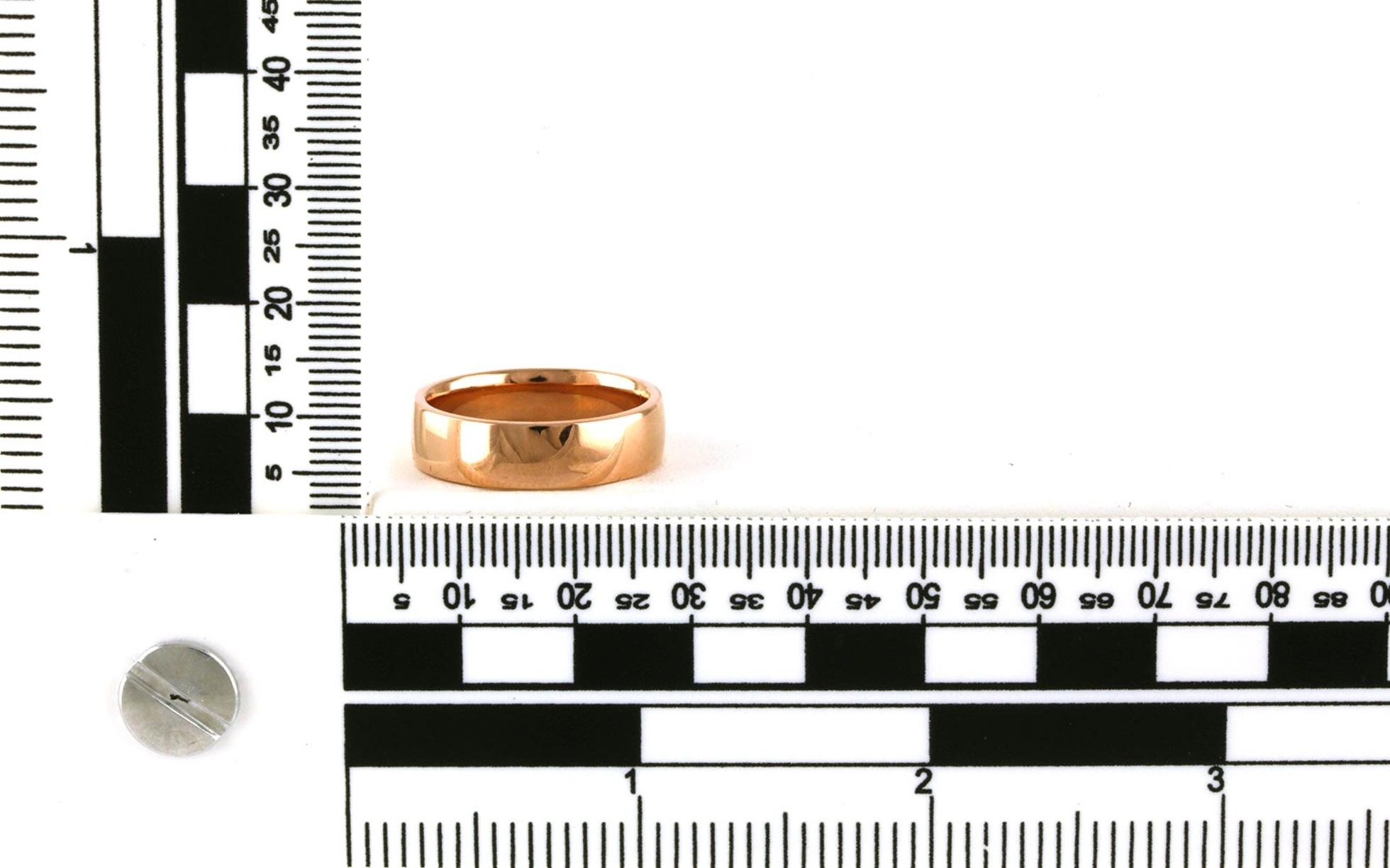 Estate Piece: Half Round Light Comfort Fit Men's Wedding Band with Polished Finish in Rose Gold  - Scale