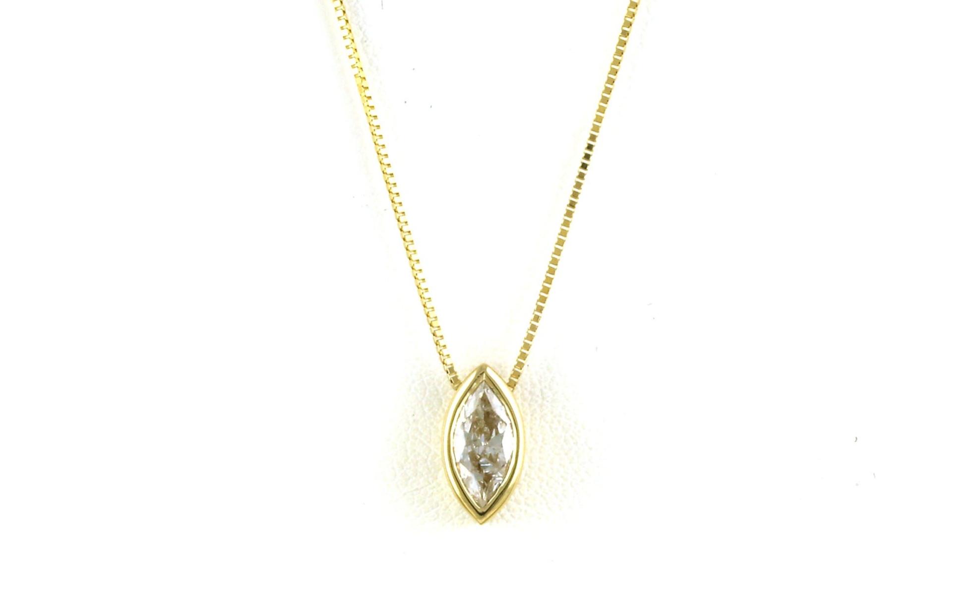 Marquise-Cut Bezel Slide Pendant Necklace in Yellow Gold (0.68cts TWT)