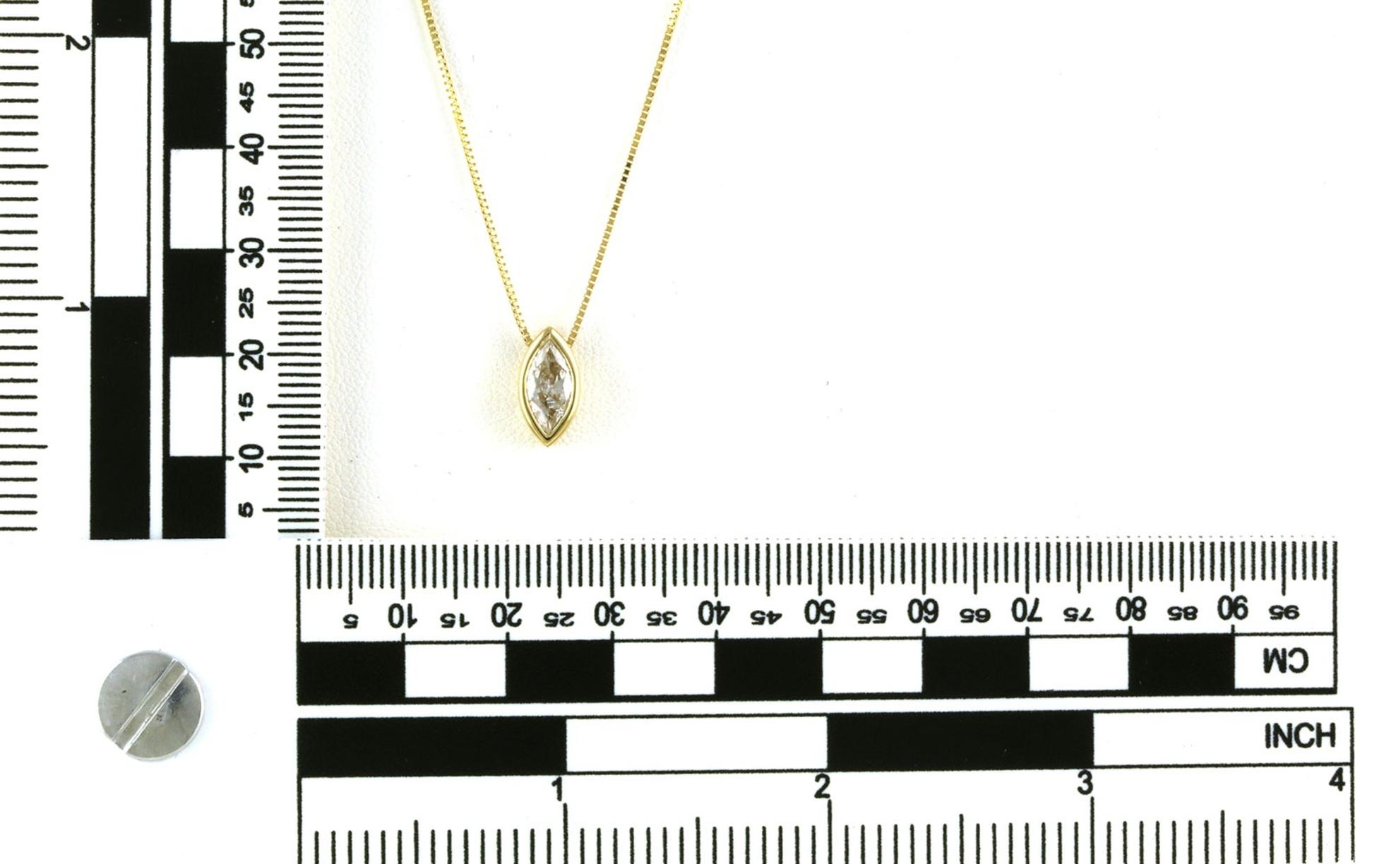 Marquise-Cut Bezel Slide Pendant Necklace in Yellow Gold (0.68cts TWT) - Scale