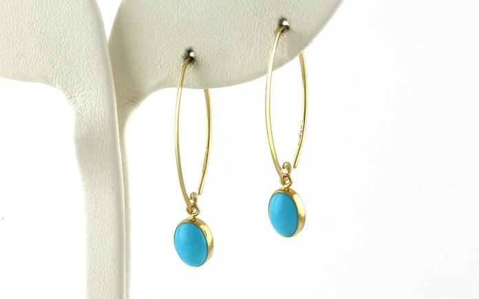 content/products/Bezel-set Oval Cabochon Turquoise Sweep-style Dangle Earrings in Yellow Gold