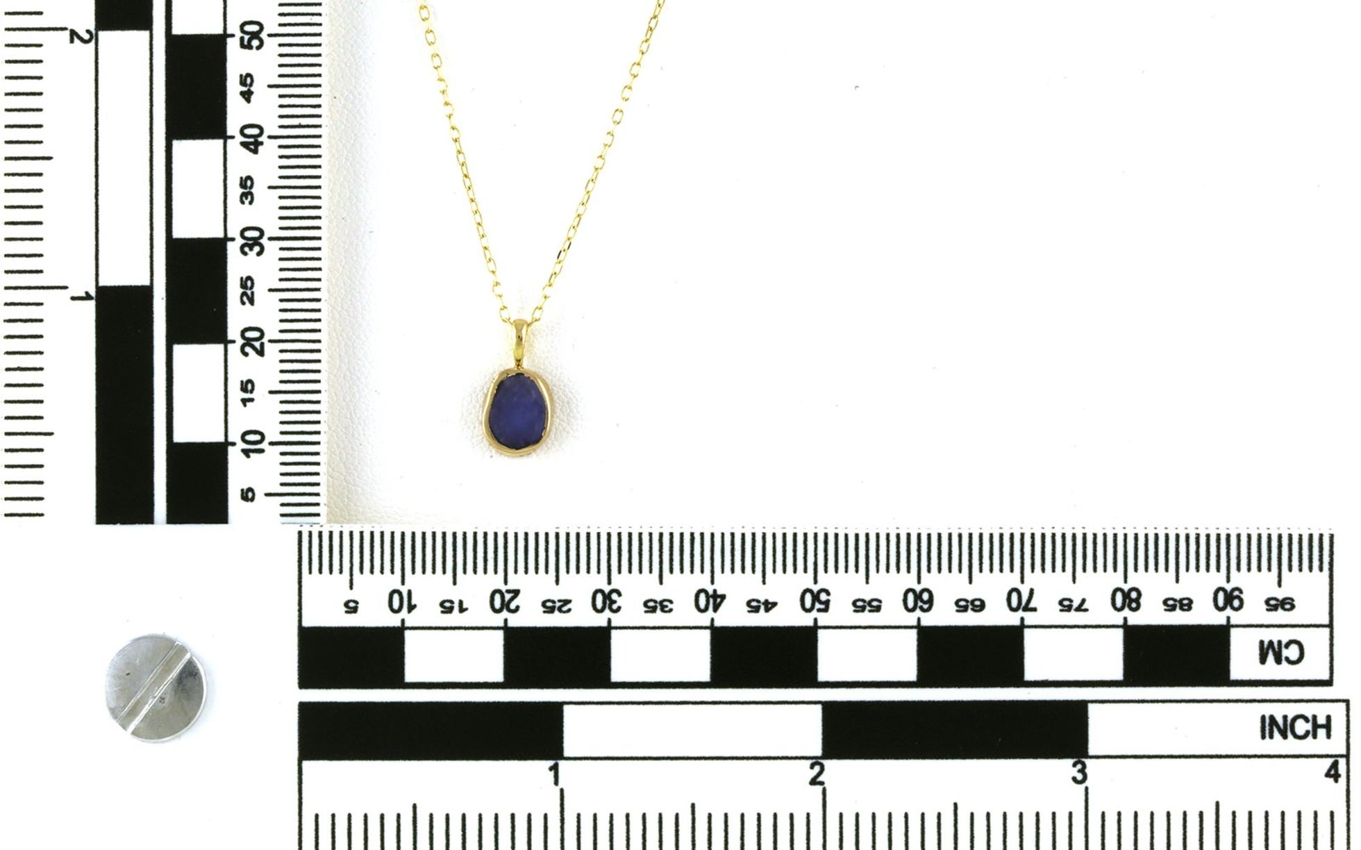 Bezel-set Raw Un-cut Montana Yogo Sapphire Necklace in Yellow Gold (1.12cts)