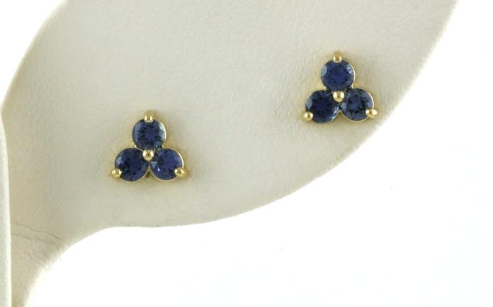 content/products/3-Stone Cluster Montana Yogo Sapphire Stud Earrings in Yellow Gold (0.75cts TWT)