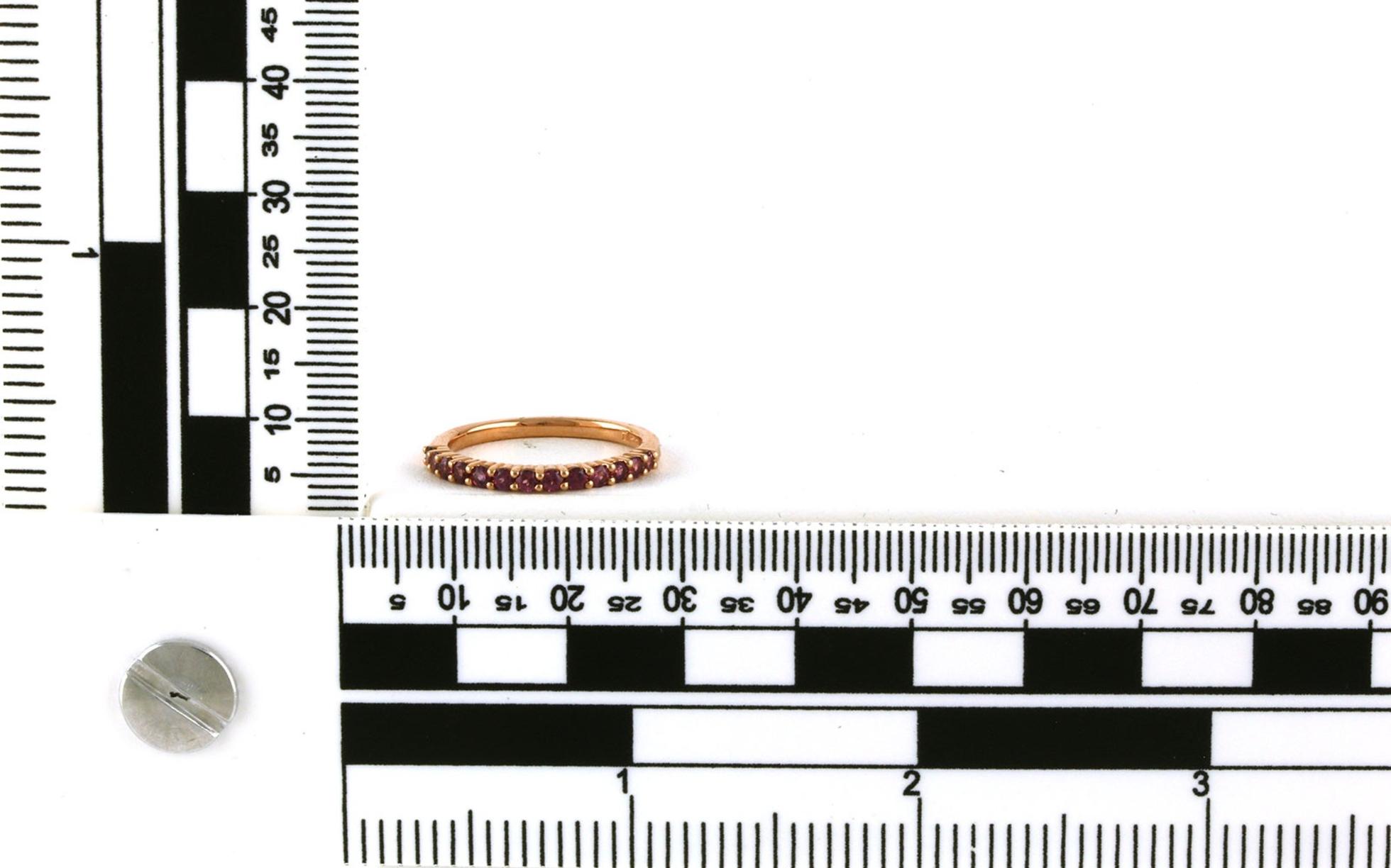 13-Stone Share-Prong Garnet Ring in Rose Gold (0.61cts TWT) - Scale