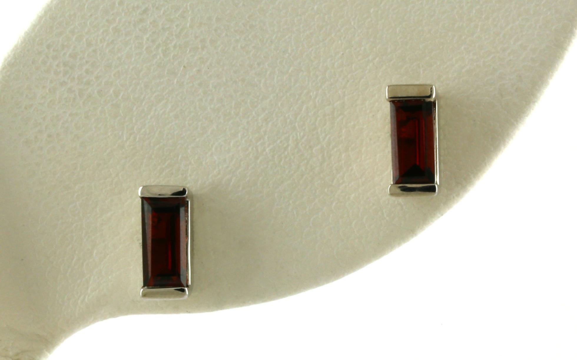 Emerald-Cut Garnet Stud Earrings in White Gold (0.99cts TWT)