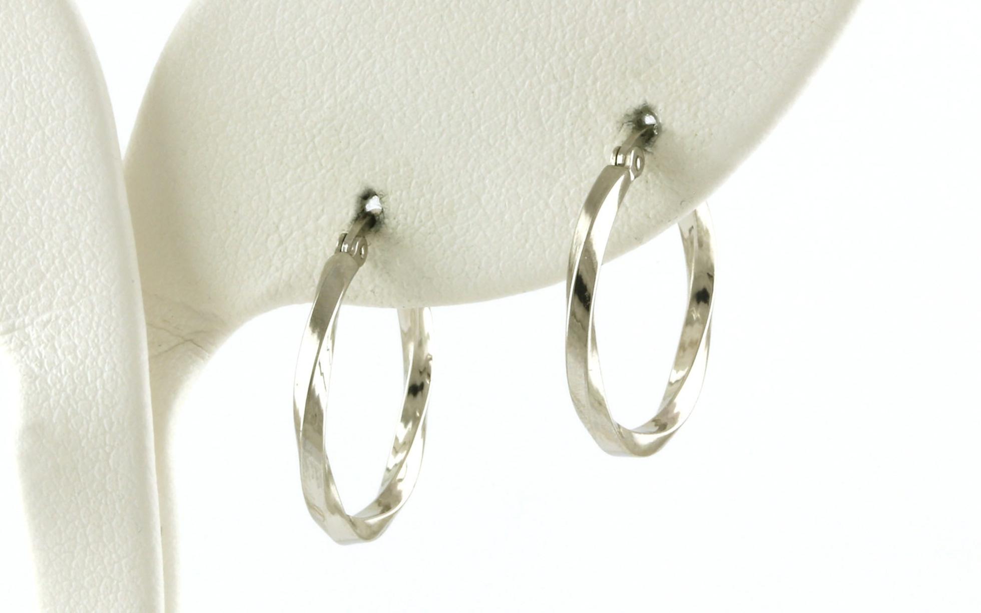 Twisted Small Hoop Earrings in White Gold