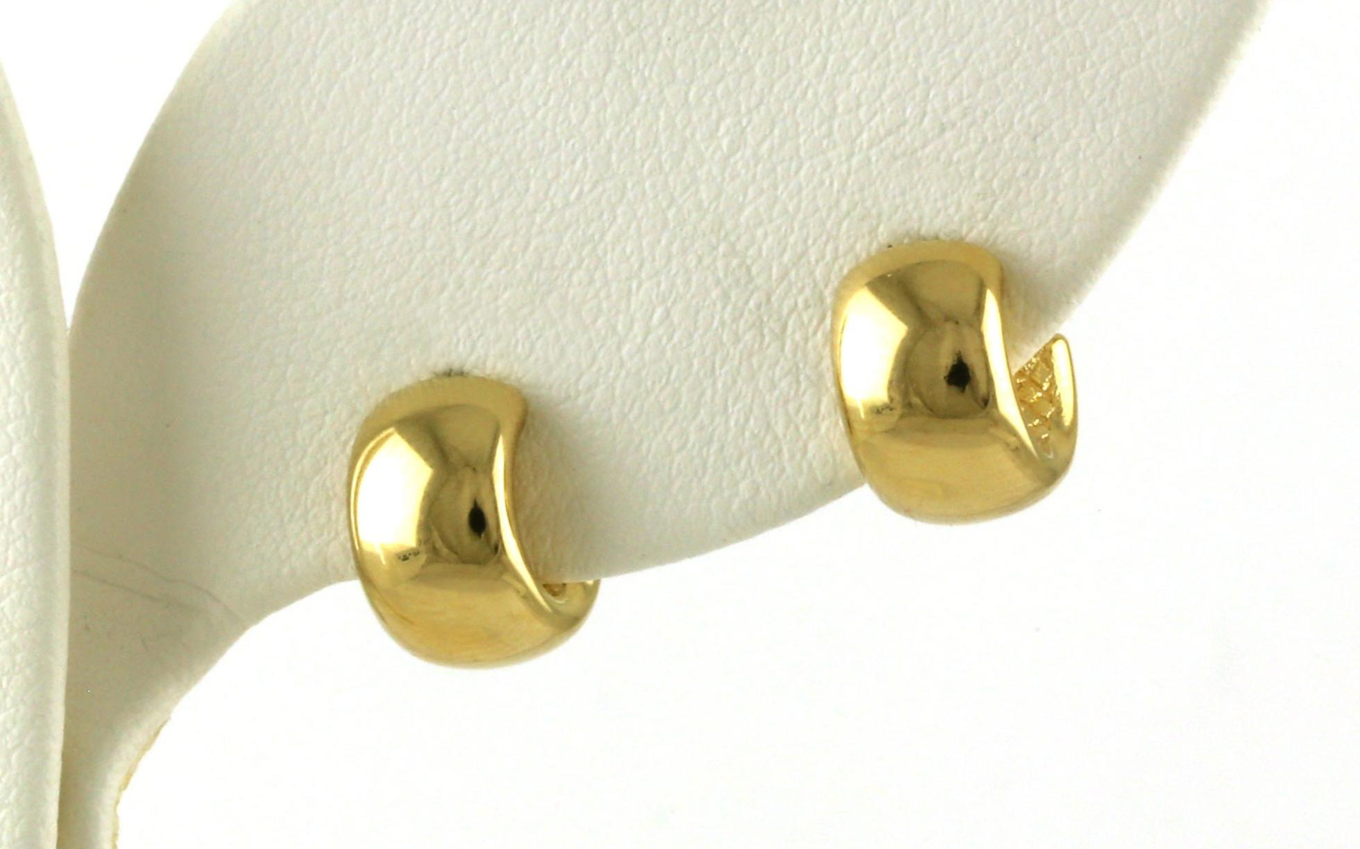 Wide Huggie Hoop Earrings in Yellow Gold