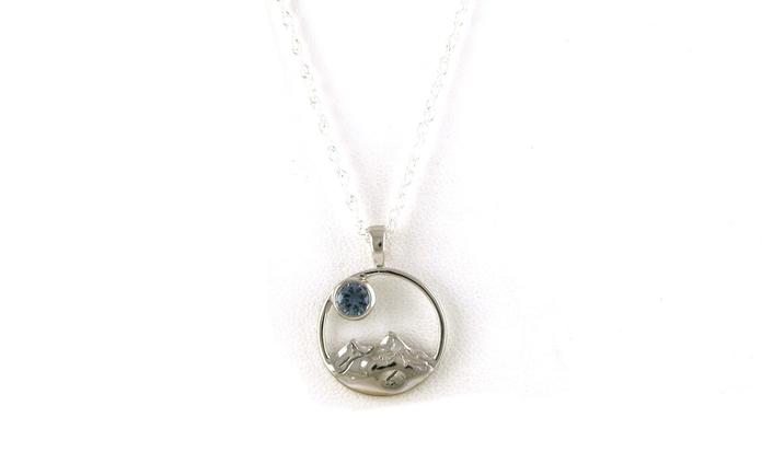 content/products/Large Circle Mountain Bezel-set Montana Sapphire Necklace in Sterling Silver (0.20cts)