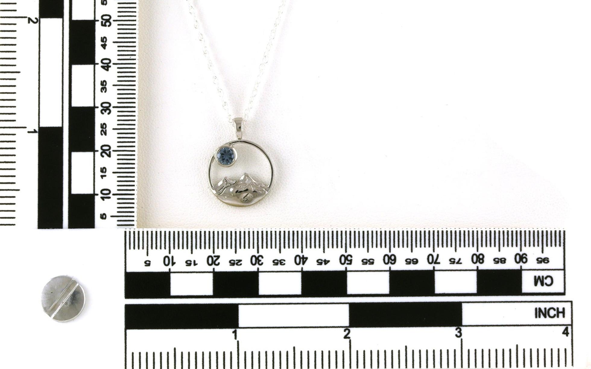 Large Circle Mountain Bezel-set Montana Sapphire Necklace in Sterling Silver (0.20cts) scale