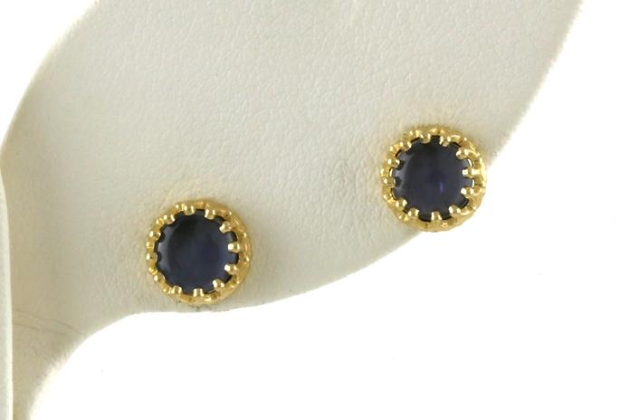 content/products/Cabochon-cut Montana Yogo Sapphire Stud Earrings in Crown Settings in Yellow Gold (0.95cts TWT)