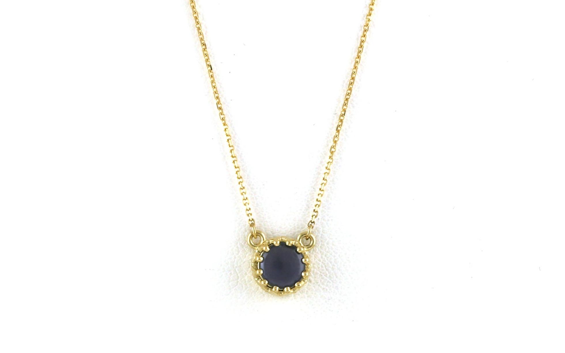 Solitaire Cabochon-cut Montana Yogo Sapphire Necklace in Crown Setting in Yellow Gold (0.51cts)