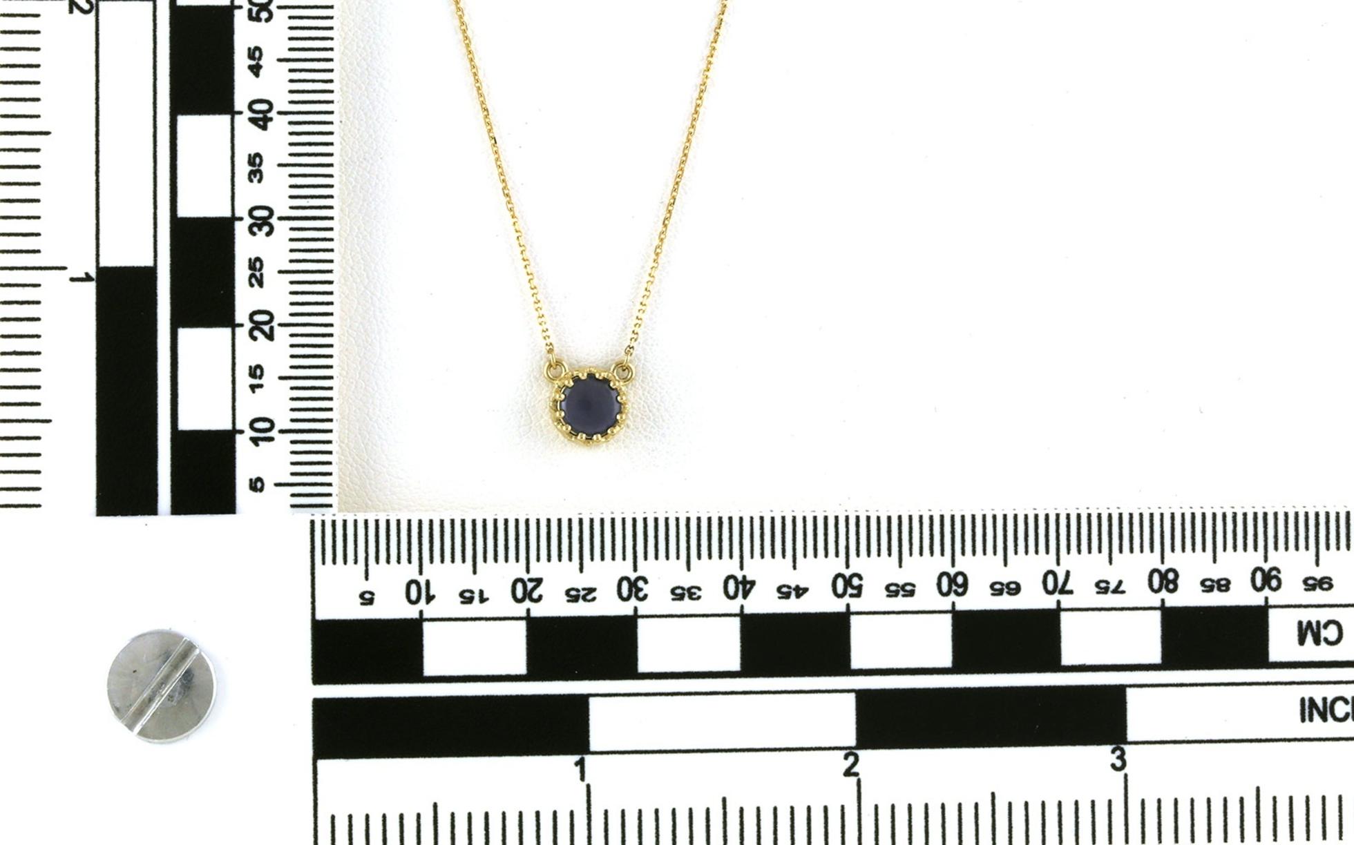 Solitaire Cabochon-cut Montana Yogo Sapphire Necklace in Crown Setting in Yellow Gold (0.51cts) scale