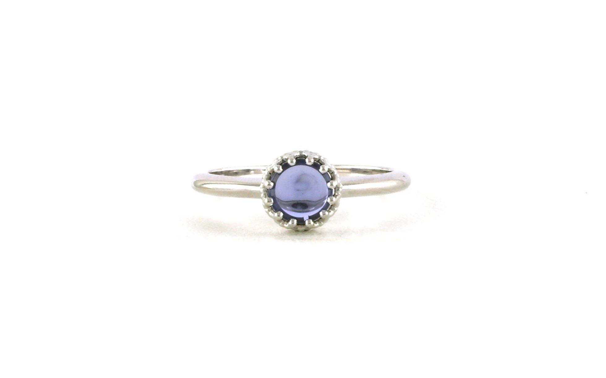 Solitaire Cabochon-cut Montana Yogo Sapphire Ring in White Gold (0.49cts) 