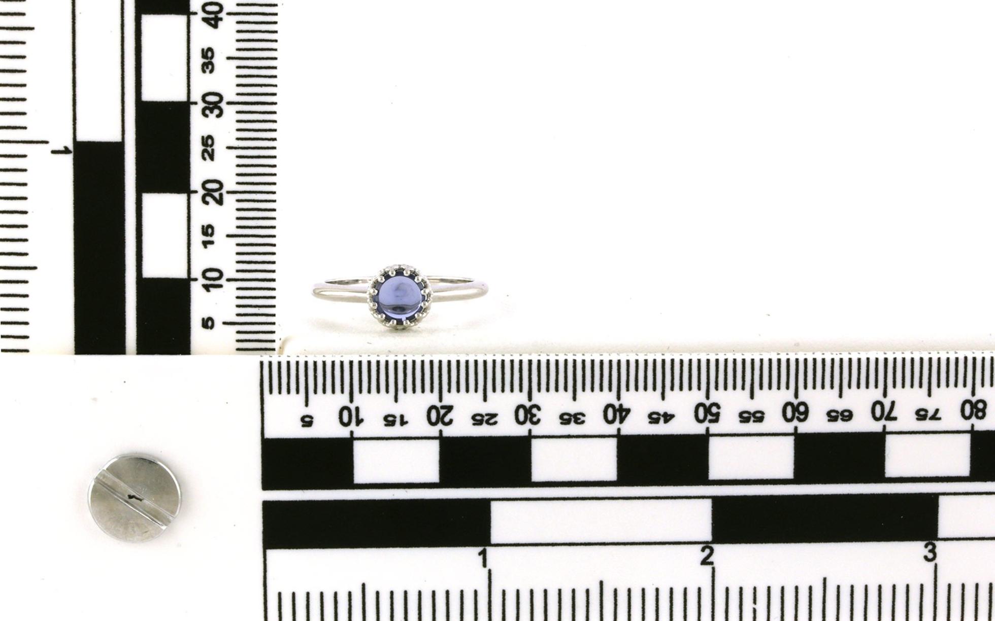 Solitaire Cabochon-cut Montana Yogo Sapphire Ring in White Gold (0.49cts) scale