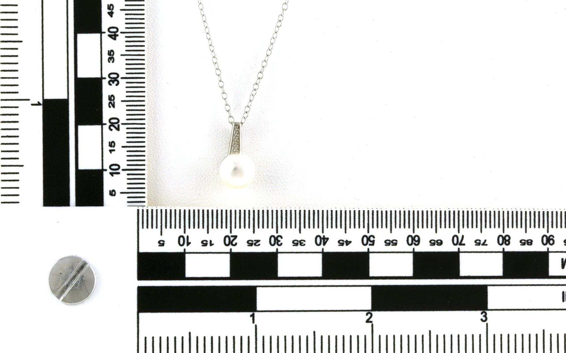 Solitaire-style Drop Pearl Necklace with Beaded Bail in Sterling Silver scale