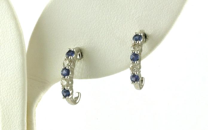 content/products/Alternating Montana Yogo Sapphire and Diamond J-Hoop Studs in White Gold (0.62cts TWT)