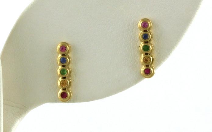 content/products/5-Stone Bezel-set Rainbow Colored Sapphire Vertical Bar Earrings in Yellow Gold (0.14cts TWT)