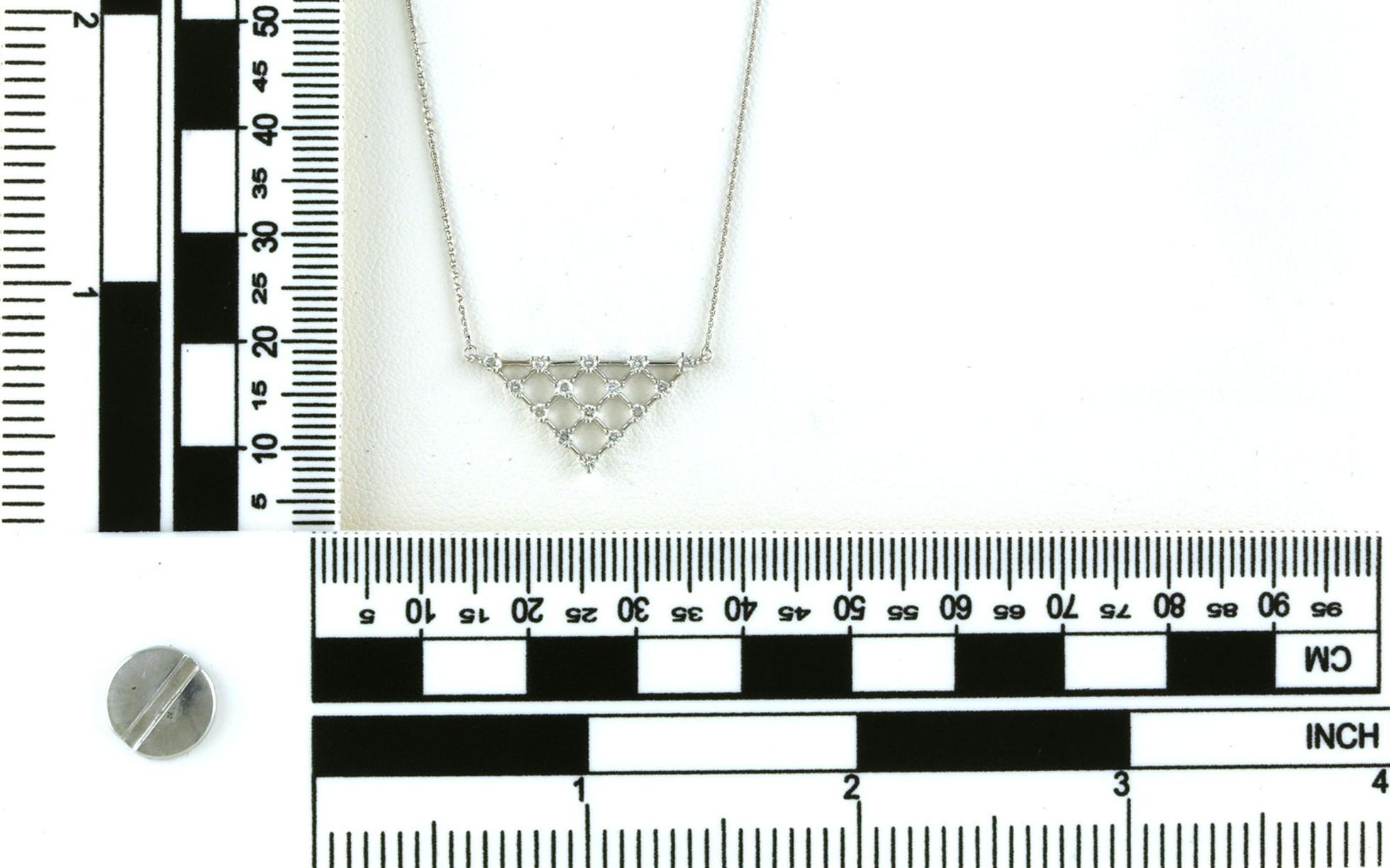 Triangle Net Diamond Necklace in White Gold (0.22cts TWT) scale