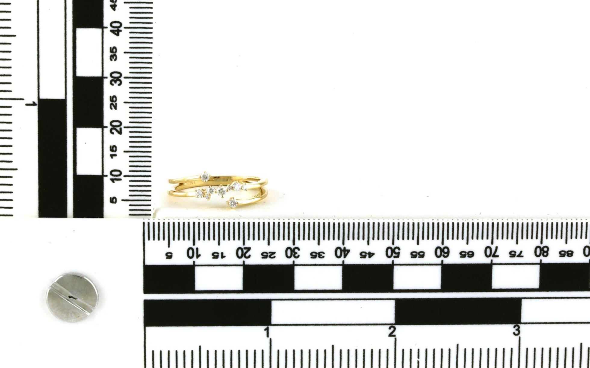 3-Row Scattered Diamonds Ring in Yellow Gold (0.16cts TWT) scale