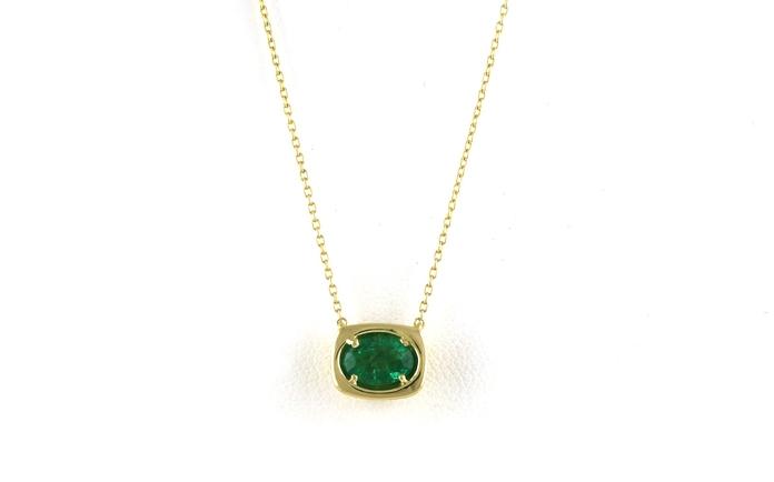 content/products/East-West Solitaire Oval-cut Emerald Necklace on Split Chain in Yellow Gold (0.68cts TWT)