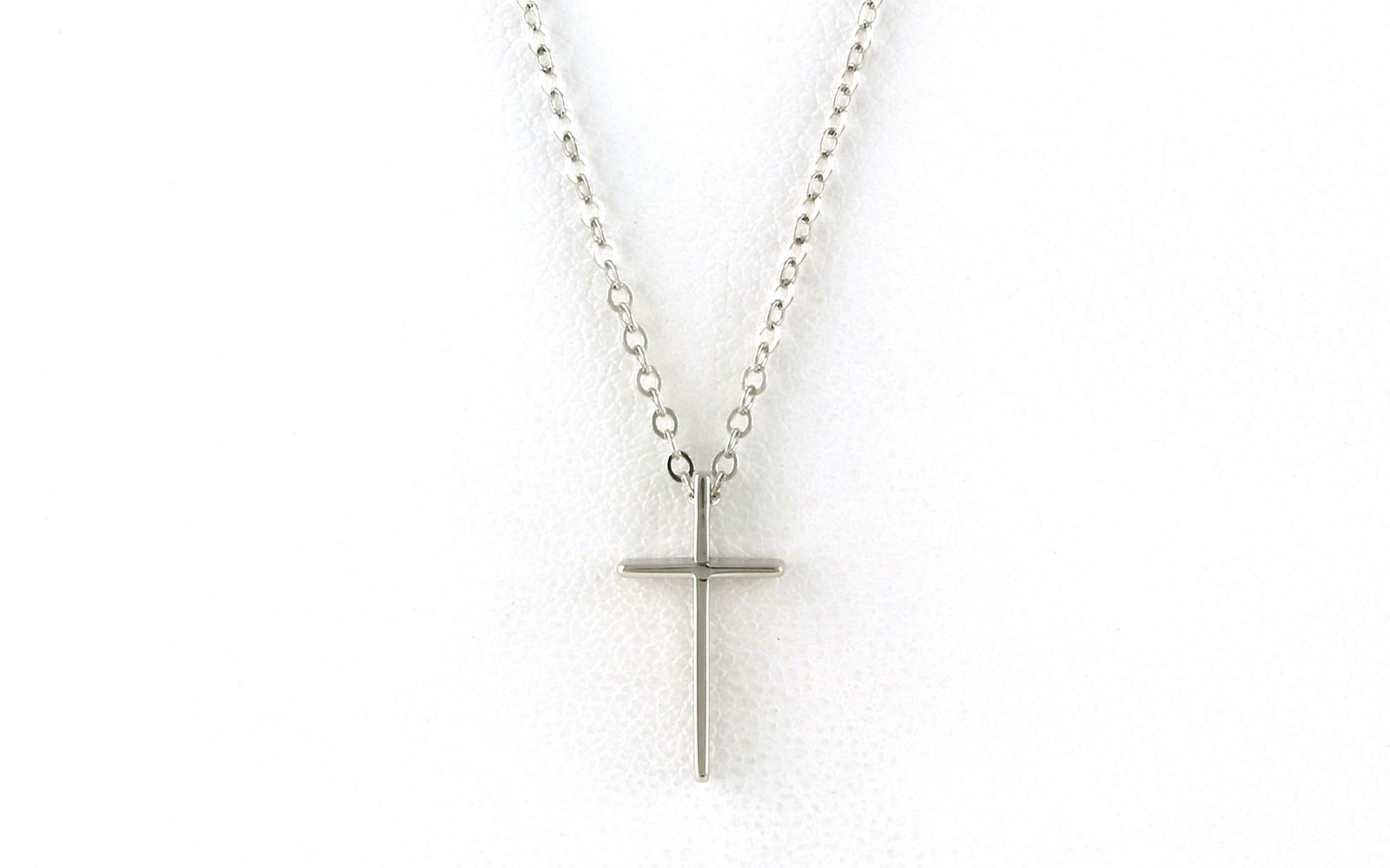 Petite Wedged Cross Necklace in Sterling Silver