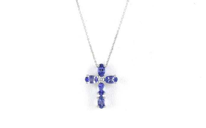 content/products/Tanzanite and Diamond Cross Necklace in White Gold (1.72cts TWT)