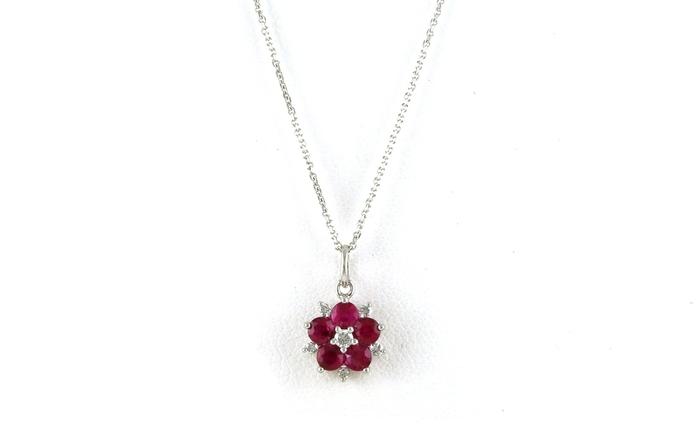 content/products/Flower Cluster Ruby and Diamond Necklace in White Gold (0.68cts TWT)