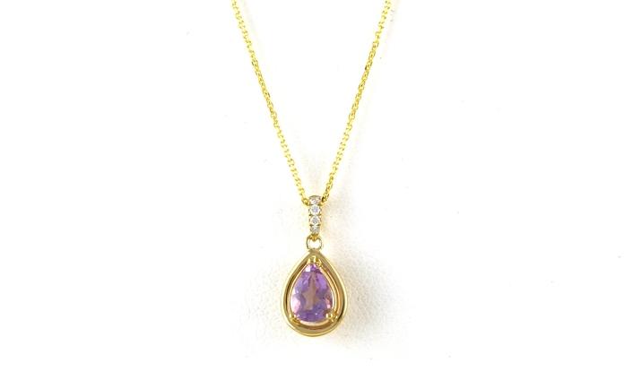 content/products/Pear-cut Amethyst Necklace with Diamond Bail in Yellow Gold (0.70cts TWT)