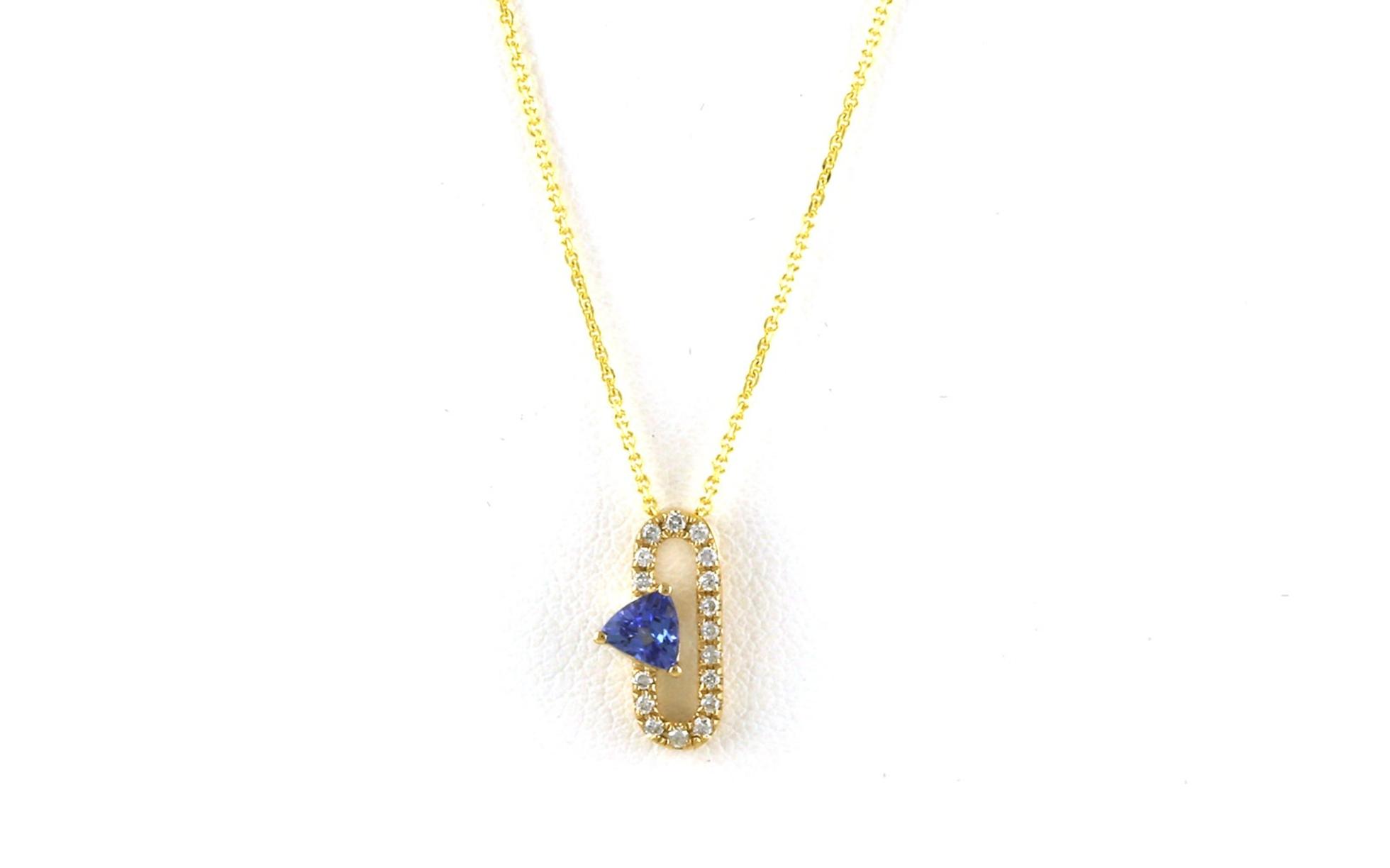 Trillian-cut Tanzanite and Pave Diamond Loop Necklace in Yellow Gold (0.43cts TWT)