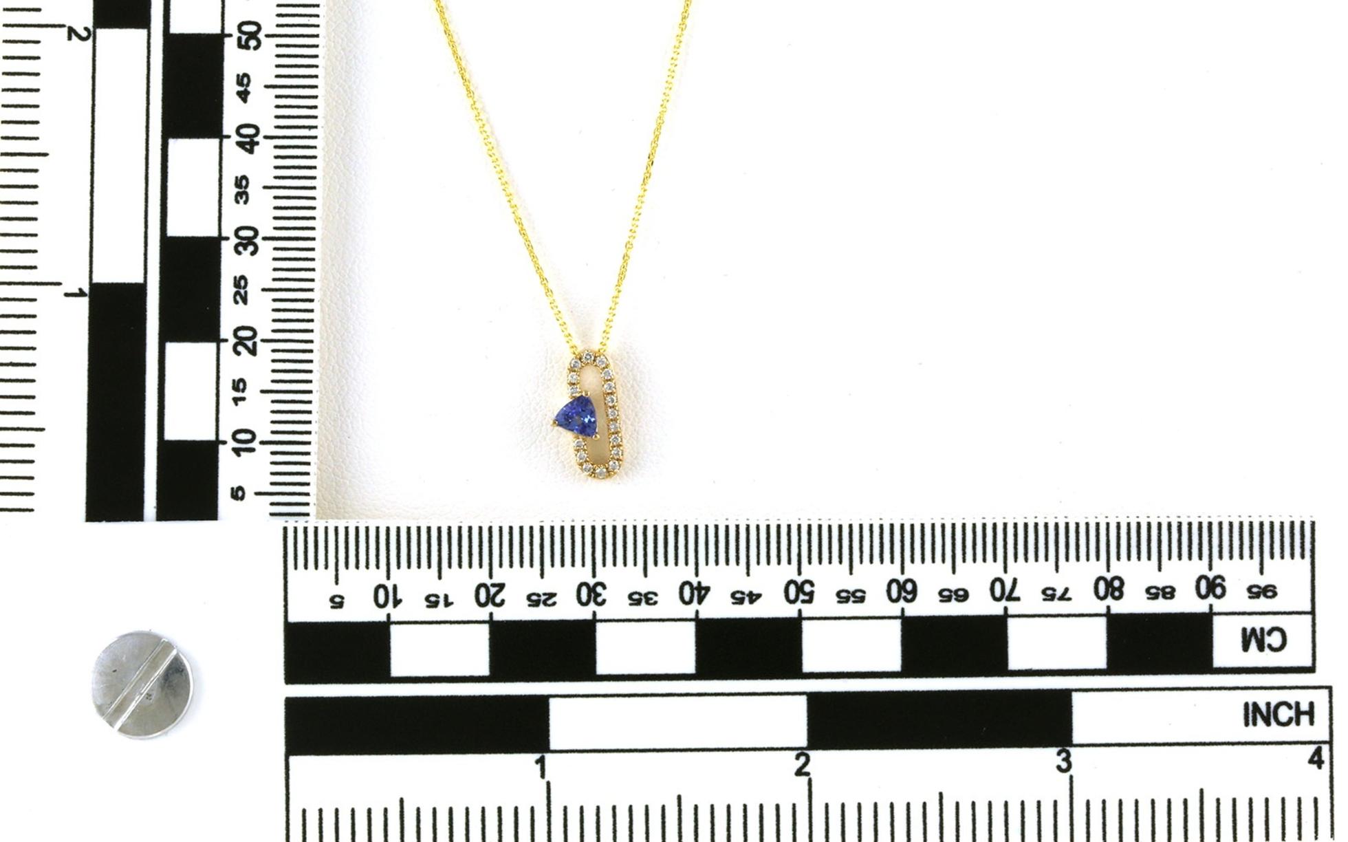 Trillian-cut Tanzanite and Pave Diamond Loop Necklace in Yellow Gold (0.43cts TWT) scale